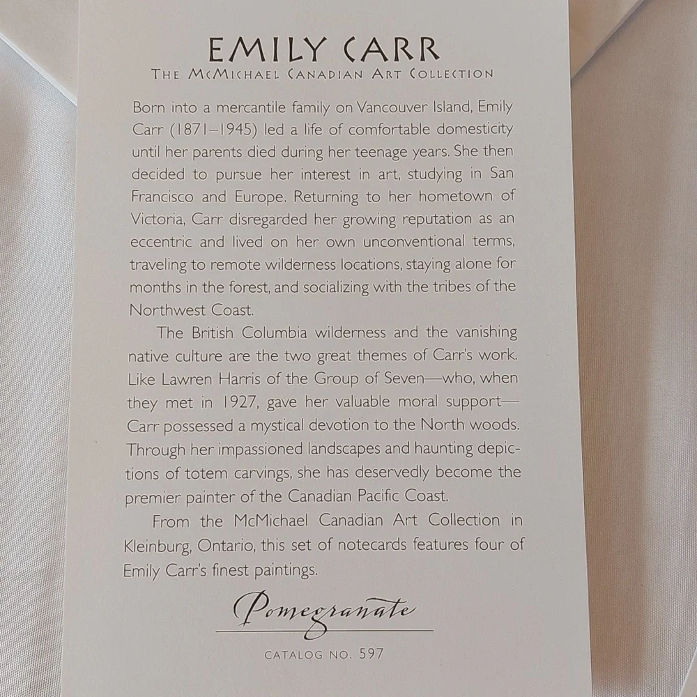 Emily Carr 16 Card Indiginous Scenes Notecard Set NEW